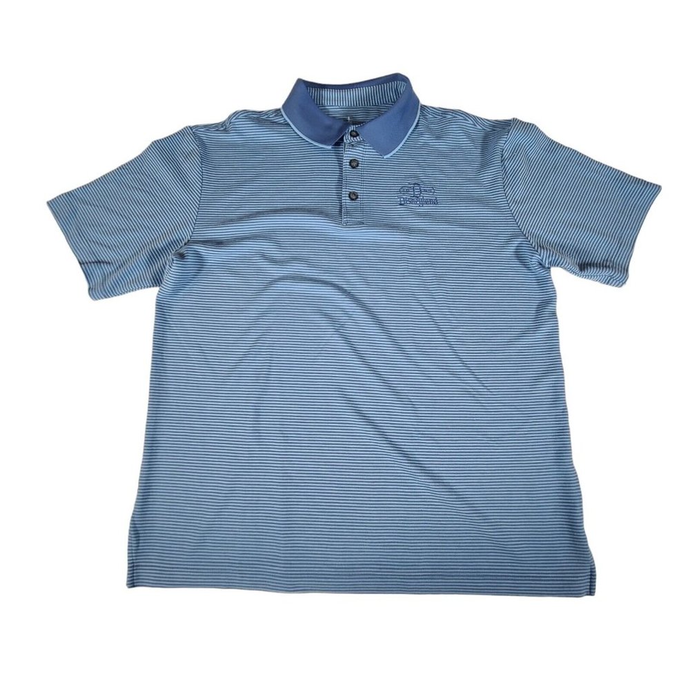 DISNEY PARKS Authentic Original Mens  Polo Shirt Medium Blue Short Sleeve